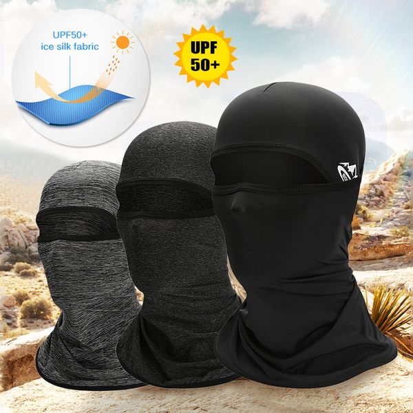 

cycling sun protection face mask helmet liner balaclava cooling ice silk neck gaiter summer uv protection headgear bicycle wear, Black