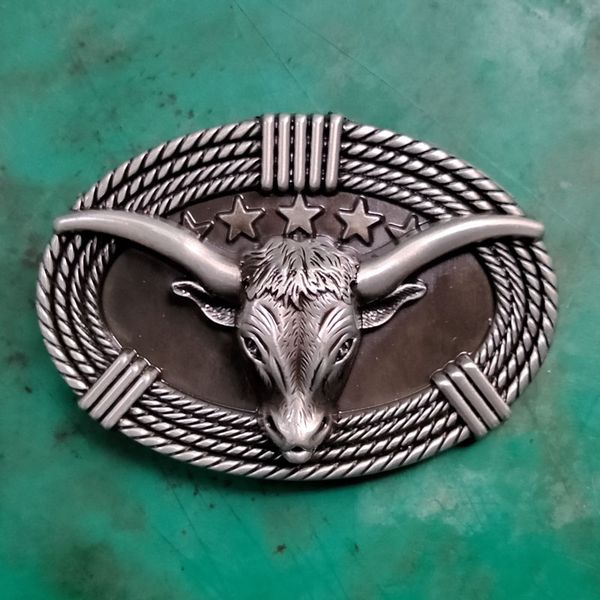 

1 pcs bull head hebillas cinturon western cowboy belt buckle for men women fit 4cm wide jeans belts head, Slivery;black