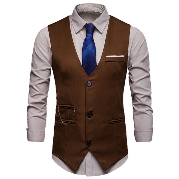 

monerffi 2019 brand mens formal business vests mens slim fit suit vest male waistcoat casual sleeveless business suit jacket, Black;white