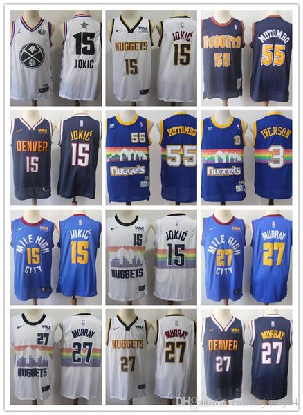 

2019 denver men nikola nuggets 15 jokic 15 walker 0 damian 1 nelson 27 murray basketball jersey jamal #13;nba, Black