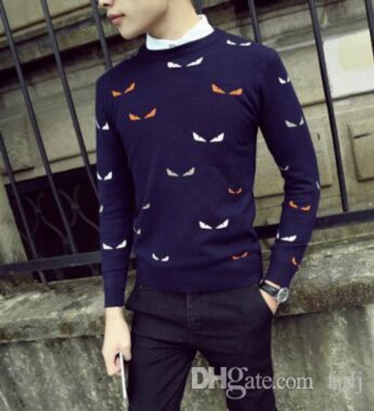 

printed men sweaters fashion cartoon pattern sueter hombre o-neck jumpers pullover sweater male knitwear brand clothing, White;black