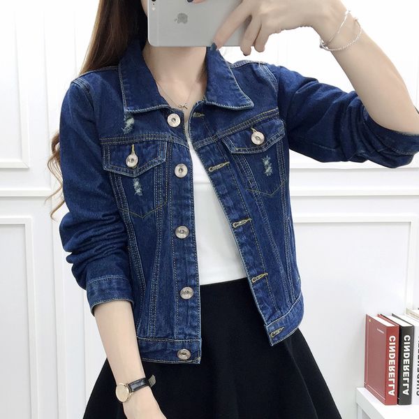 

women's jackets denim jacket short spring autumn jeans coat female 2021 korean basic blue coats and women opf-041 kj2217, Black;brown