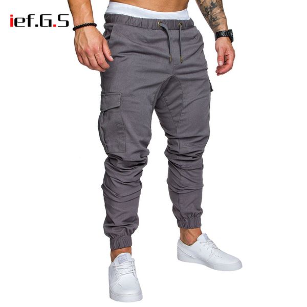 

ief.g.s brand 10 colors men casual pants male hip hop harem fold pant overalls designer jogger streetwear multi-pocket trousers, Black