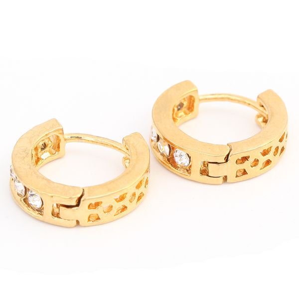 Frauen Dame Elegante Ohr Einfache 24k Gold Ohrstecker Herz Geschenk Neue Design Kristall Ohrringe Schmuck