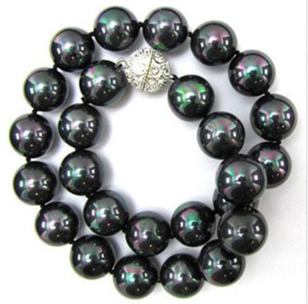 

pretty 10mm natural black south sea shell pearl necklace 17, Silver