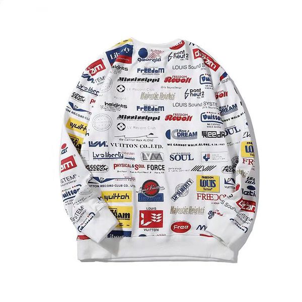 

vl designer luxury mens hoodies tide brand sweatshirt full frame letter pattern multi element street hip hop wild hoodie, White;black