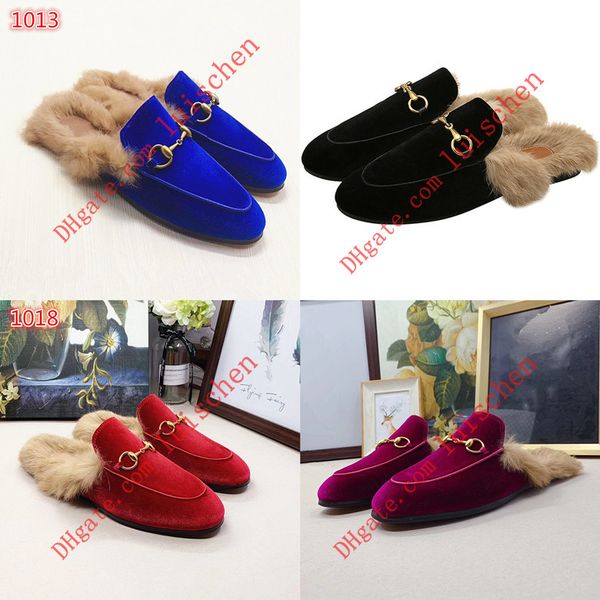 

europe station wool leather flat-heeled metal horse buckle mao mao bag shoes joker velvet lefu mueller shoes for men and women, Black