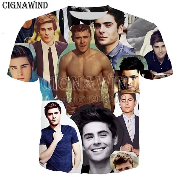Nuovo Popolare zac efron collage T-shirt Uomo Donna T-shirt con stampa 3D Harajuku Casual Summer Style Top A52255b