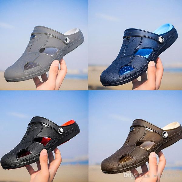 

designer light slippers men hollow sandals causal non-slip summer huaraches slippers flip flops slipper water sandals beach slippers, Black