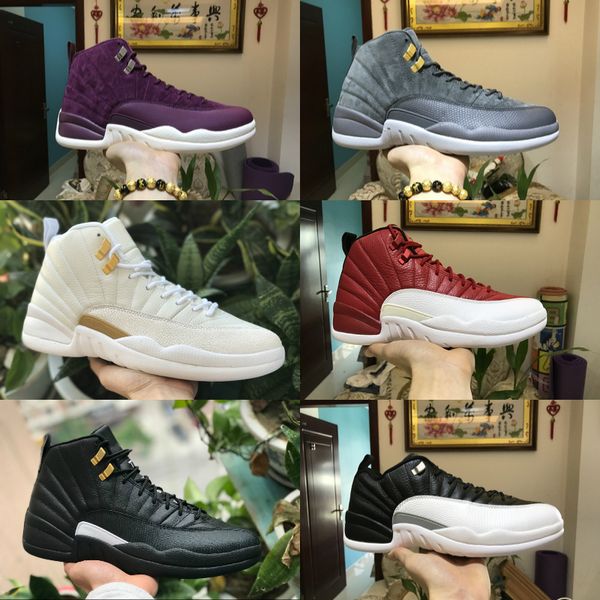 

2020 12s ovo white gym red dark basketball shoes 12 men taxi blue suede flu game cny sneakers gym gray red taxi sports shoes