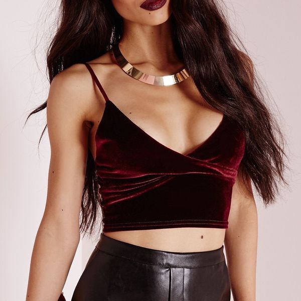 

summer strapped velour tank women v-neck wine red camisoles, White