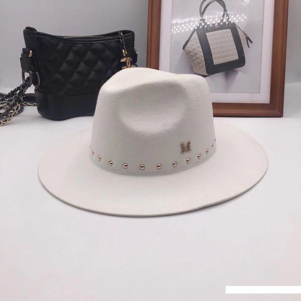 

han edition  standard white fedoras wool hat new england autumn winter rivet cap tide male ladies hats, Blue;gray