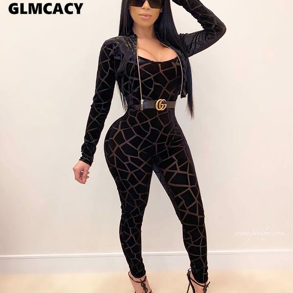 

women chic suits two piece streetwear short zip up jacket and skinny jumpsuits sets classy workwear, White