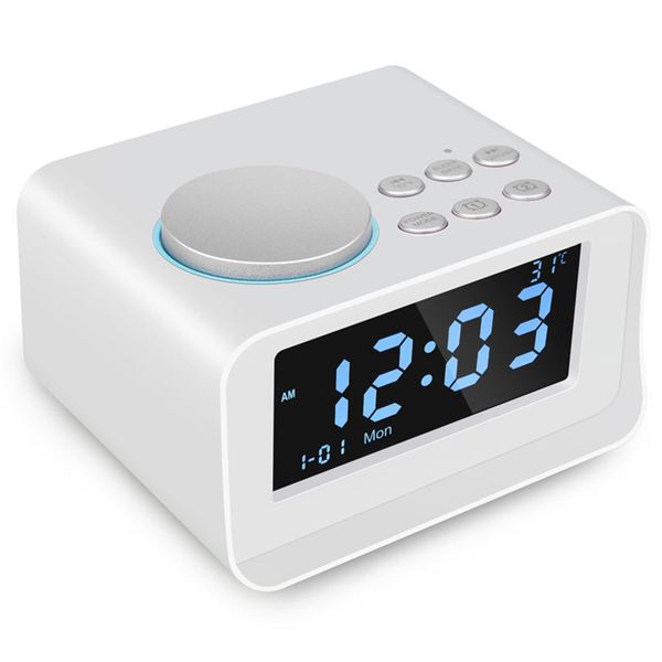 

eu plug digital alarm clock, bluetooth speaker with usb charger, fm radio, snooze, aux tf card play
