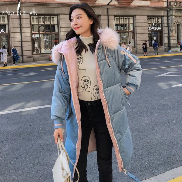 

pinkyisblack winter jacket women velvet thick warm long parka down jacket coat cotton padded fur hooded women winter coat female, Tan;black
