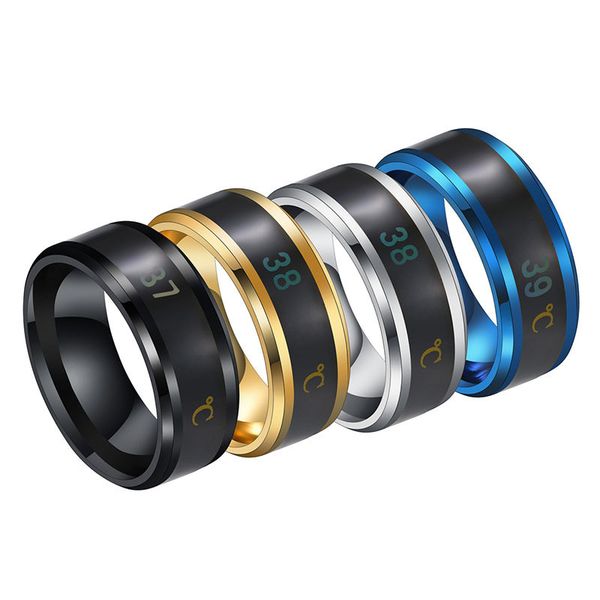

zorcvens 2020 black blue gold silver color stainless steel temperature rings for men women dropshipping