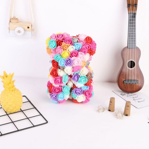 

colorful foam artificial roses bear romantic wedding anniversary birthday valentine day christmas holiday gift #