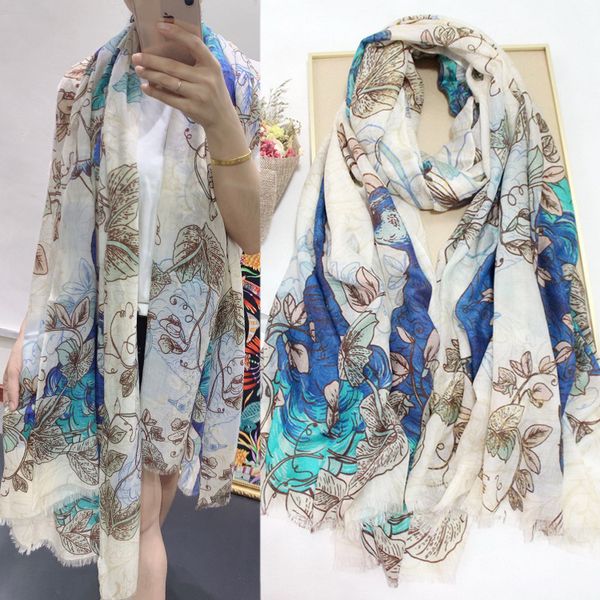 

300 branch goat velvet big long towel peacock ring velvet thin section soft scarf, Blue;gray