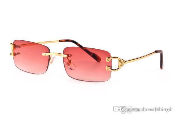 

red fashion brand sunglasses for men 2017 buffalo horn glasses men women rimless sun glasses silver gold metal frame eyewear lunettes, White;black