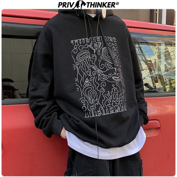 

men 2020 print hip hop streetwear hoodies mens korean spring hooded clothes male casual sweatshirts pullover, Black