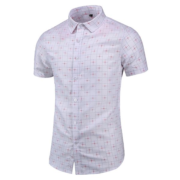 

plaid shirt men 2020 new fashion short sleeve summer casual men fit slim shirt men's dress 7xl, White;black