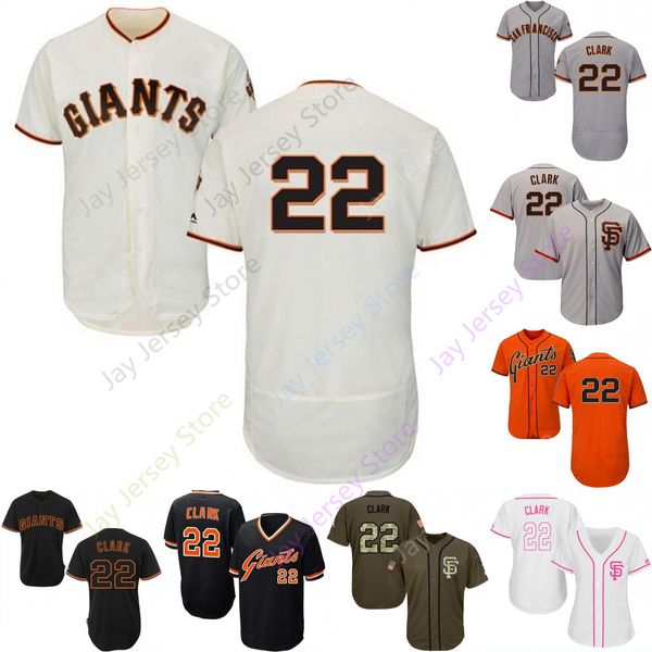 

Custom San Francisco 22 Will Clark Jersey Giants Jerseys Cool Base Flexbase White Black Red Grey Home Away Men Women Youth Cheap
