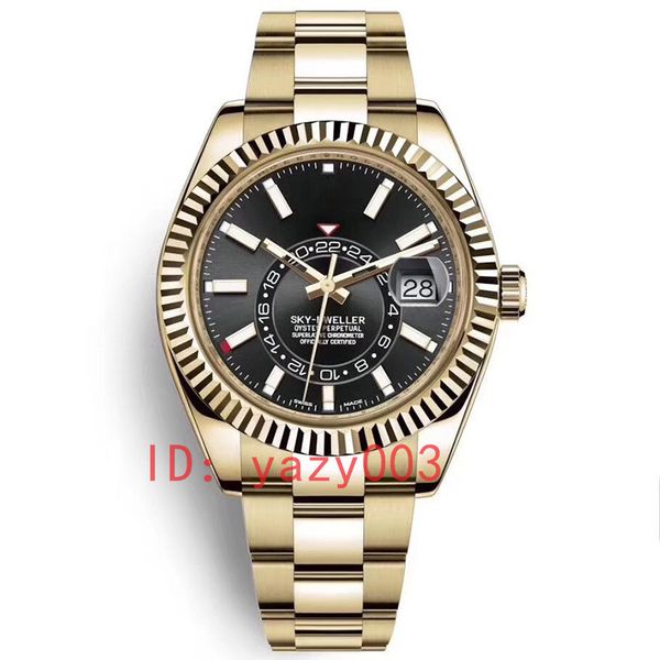 

2020 luxury watch mens master all working automatic mechanical calendar 42mm watch stainless steel sky-dweller gmt luminous business relojes, Slivery;brown