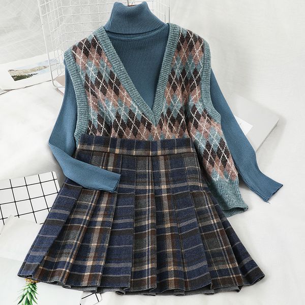 

2019 new fashion women's clothing vest skirt three-piece suit winter clothes women sweater women m220, White;black