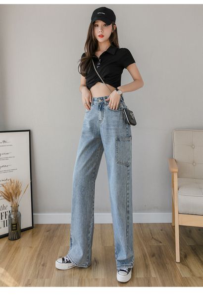 

blue gray pinch of tall waist trousers of cultivate one's morality show thin show high straight