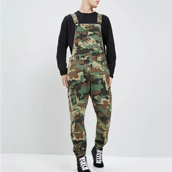 

boys suspenders outdoor overalls men camouflage tactical trousers jeans green camo denim jumpsuit plus size xxxl, Blue