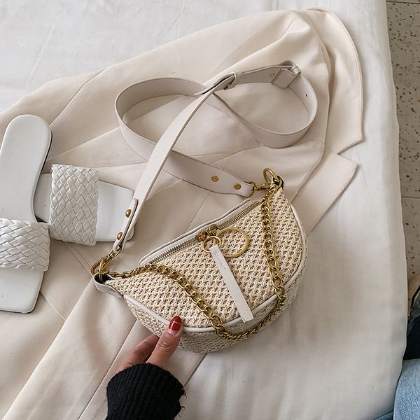 

new summer design female shoulder messenger handbag straw beach bag crossbody bag for women small chain ladies' travel chest