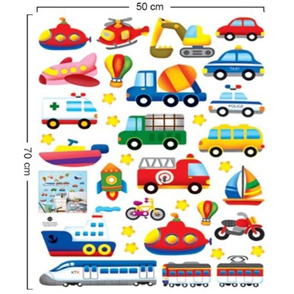

colorful train car vehicles removable wall sticker decal kids boys room decor