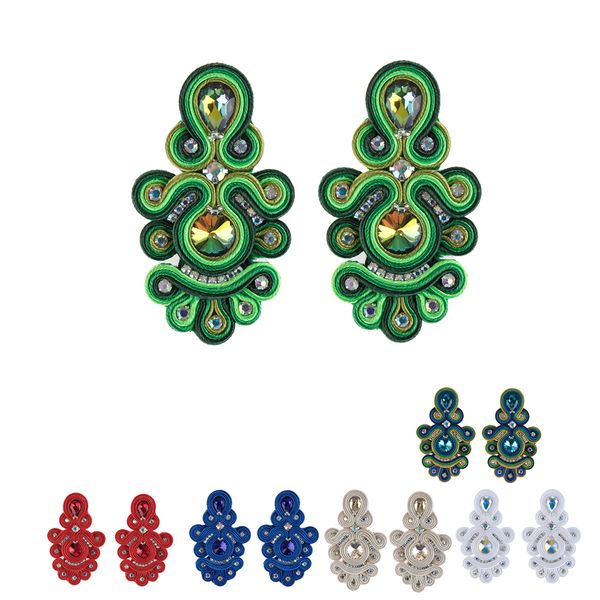 

kpacta fashion strap handmade long earrings national jewelry women's crystal decorative charm pendant earrings oorbellen, Golden