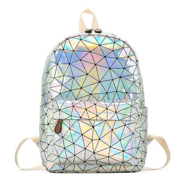 

2020 men women bag hologram leather female fashion travel backpack laser for girl school casucal bag pack mochila feminina