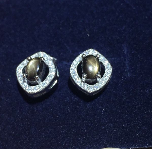 

classic sterling silver sapphire earrings 100% natural blue sapphire stud earrings for woman real 925 sterling fashion jewelry, Golden;silver