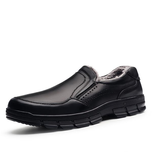 

genuine leather warm men boots large fashion winter boots,comfortable ankle boots men shoes,quality snow, Black