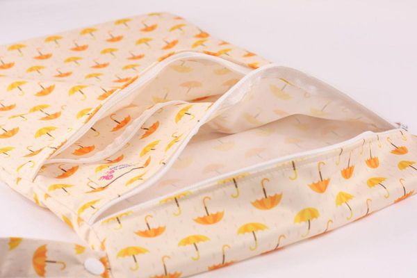 

washable reusable nappy two pockets wet bag fashion design waterproof swim sport double pockets in one wet bag