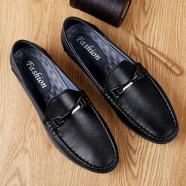 

errfc new arrival men black loafer shoes round toe slip on moccasin flats man tide lesiure zapatos for driver home shoes 38-44