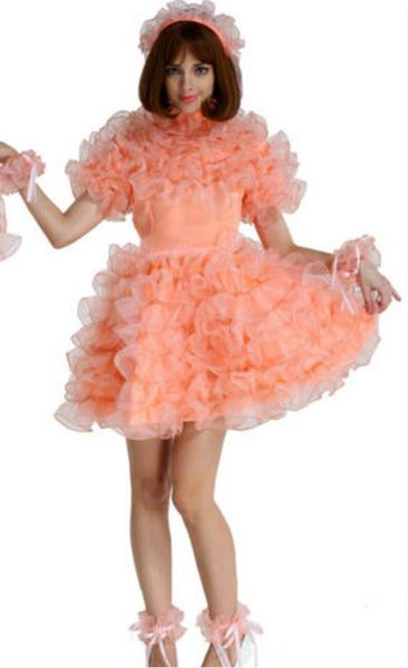 

sissy maid orange puffy линия платье равномерное crossdress, Black;red
