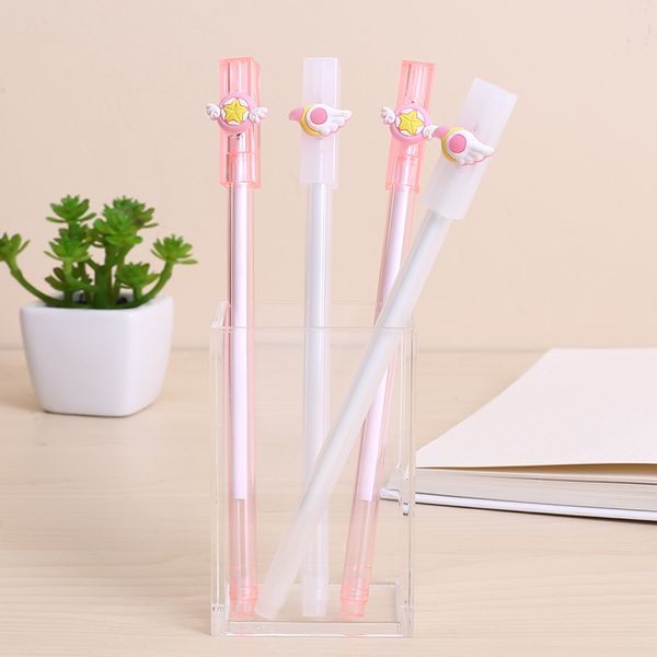 

12pcs kawaii korean anime star scepter gel pen cute stationary bts thing fun cartoon office school novelty stationery white item
