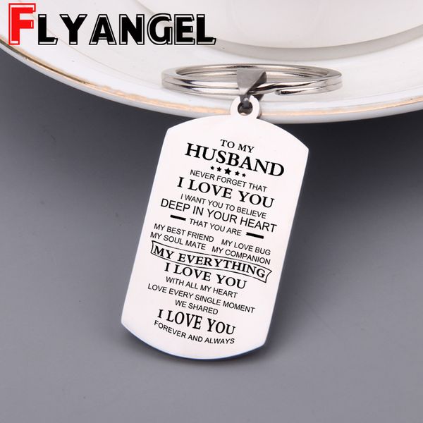 

to husband keychain i love you forever and always love you are my everything gift from wife couple fashion simple bag charm, Silver