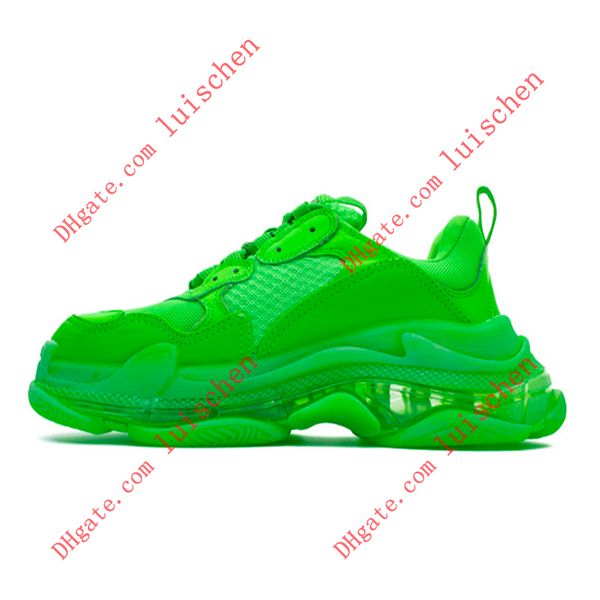 

designer shoes green triple s sneakers clear sole trainers for women men luxury grandpa trainer vintage dad shoes clear 12color big size, Black