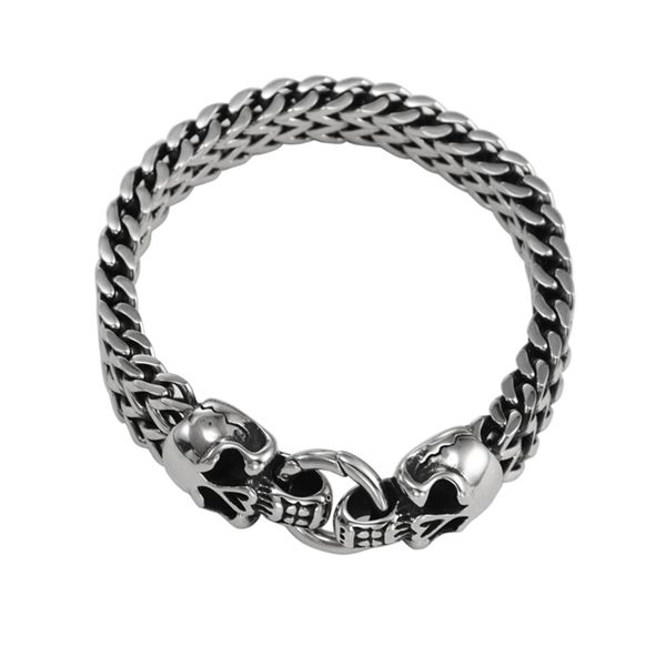 

2019 new goofan hiphop fashion skull bracelet stainless steel personality accessories men women gift stb164, Black