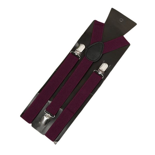

clip on suspender elastic y-shape back formal adjustable braces, red wine, Black;white