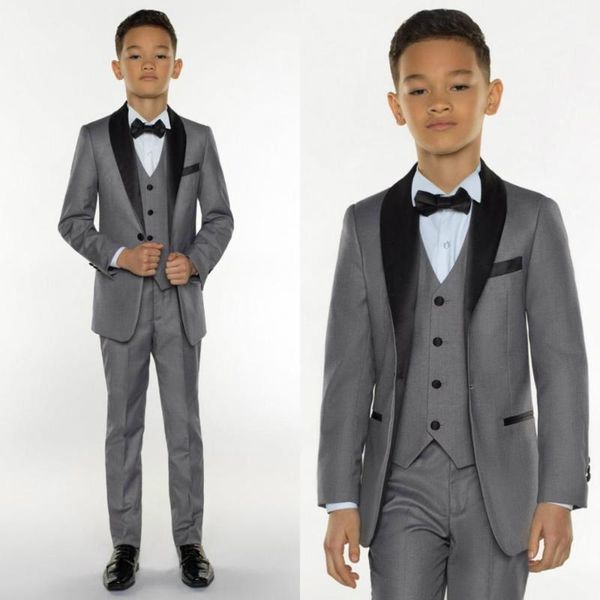 

2020 gray boy formal suits dinner tuxedos little boy groomsmen kids children for wedding party prom suit wear (jackets+vests+pan, Blue