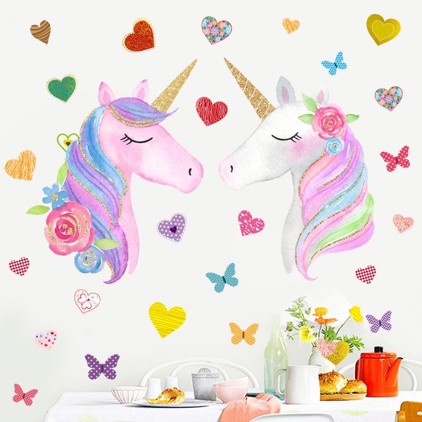 

color butterfly love unicorn reflective decor wall paper pvc stickers room decoration bedroom hogar moderno poster house