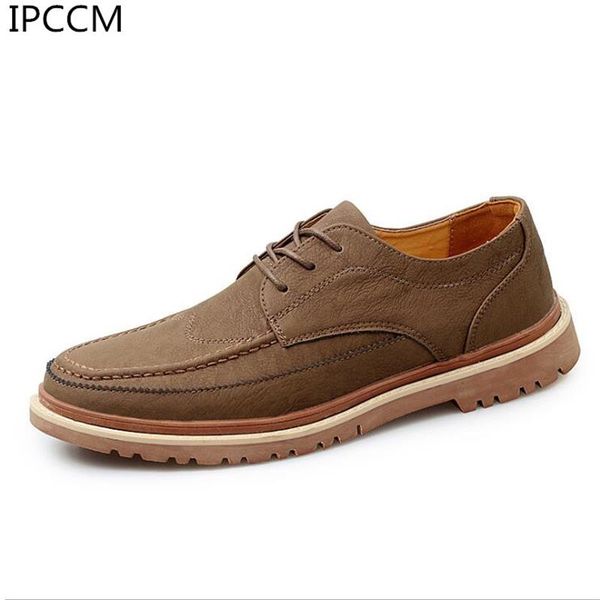 

2019 new autumn fashion classic casual single shoes british low to help solid color round head men's tooling tide shoes, Black