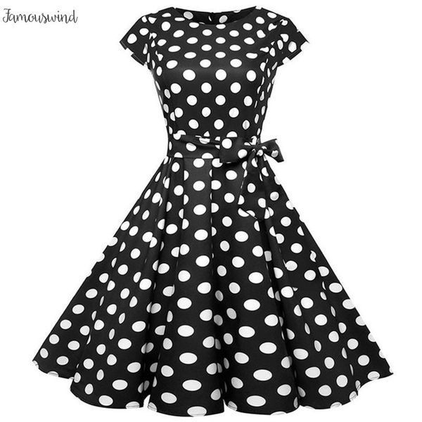 

платье черный белый горошек урожай jurkjes женщины цветочные печати с коротким рукавом robe рокабильная платья партии лета, Black;gray