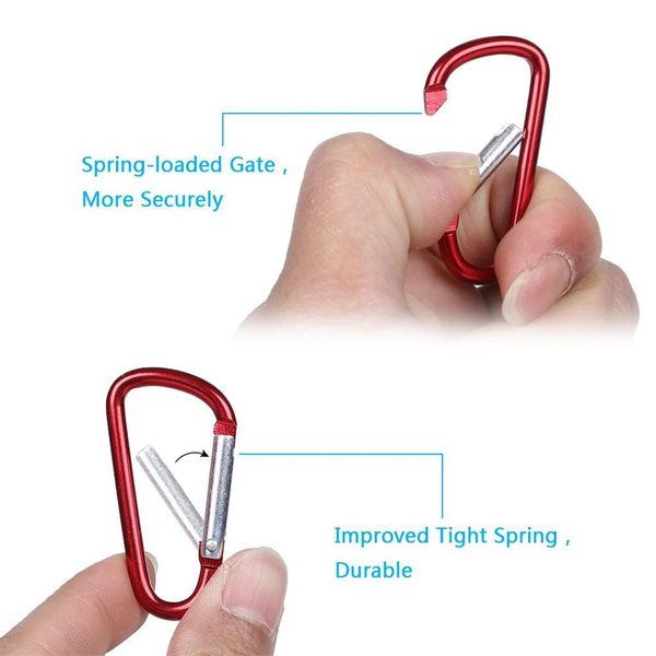 

20pcs trekking aluminum alloy d-ring locking carabiner hook buckle keychain for outdoor camping hiking water kit climbing tools