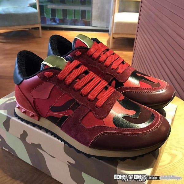 

2018 valent garavaniss camo red camouflage sneakers leather shoes with box